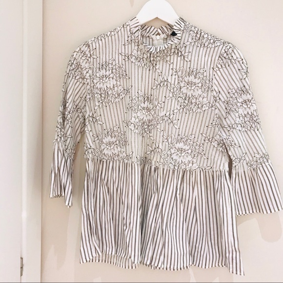 Zara Babydoll Blouse Size XS NEW - Picture 2 of 7